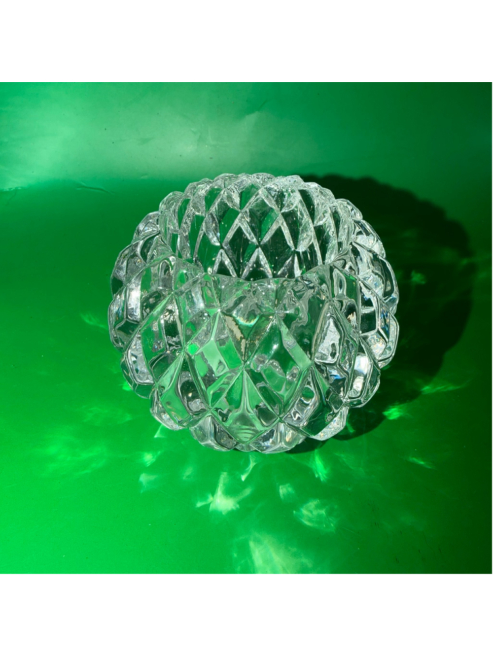 Vintage PartyLite Clear Diamond Cut Glass Votive Tealight Candle Holder